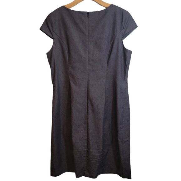 ALYX Classic Little Blue Dress Short Sleeve Career Zipper Up Back Size 16 EUC - Picture 2 of 10